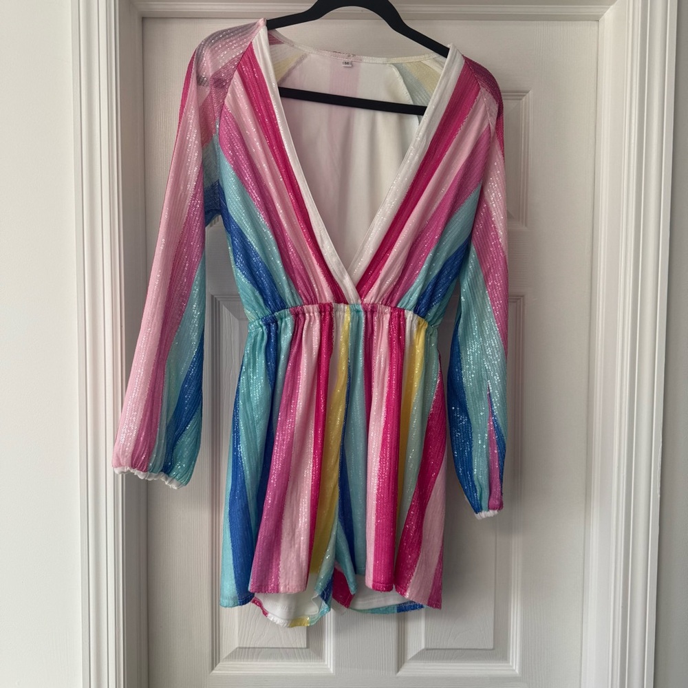 Multicolor Striped V-Neck Jumpsuit